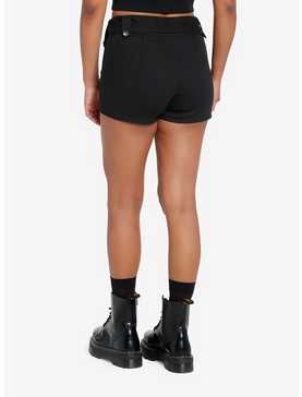 Black Denim Grommet Belt Low-Rise Girls Shorts, , hi-res