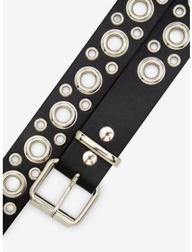 Black & Silver Multi-Grommet Belt, , hi-res