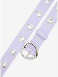 Pastel Purple Heart Grommet Belt, SILVER, alternate