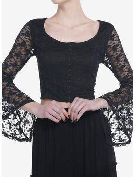 Cosmic Aura Black Butterfly Lace Girls Bell Sleeve Top, , hi-res