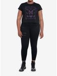 Cosmic Aura Purple Butterfly Girls Crop T-Shirt Plus Size, BLACK, alternate