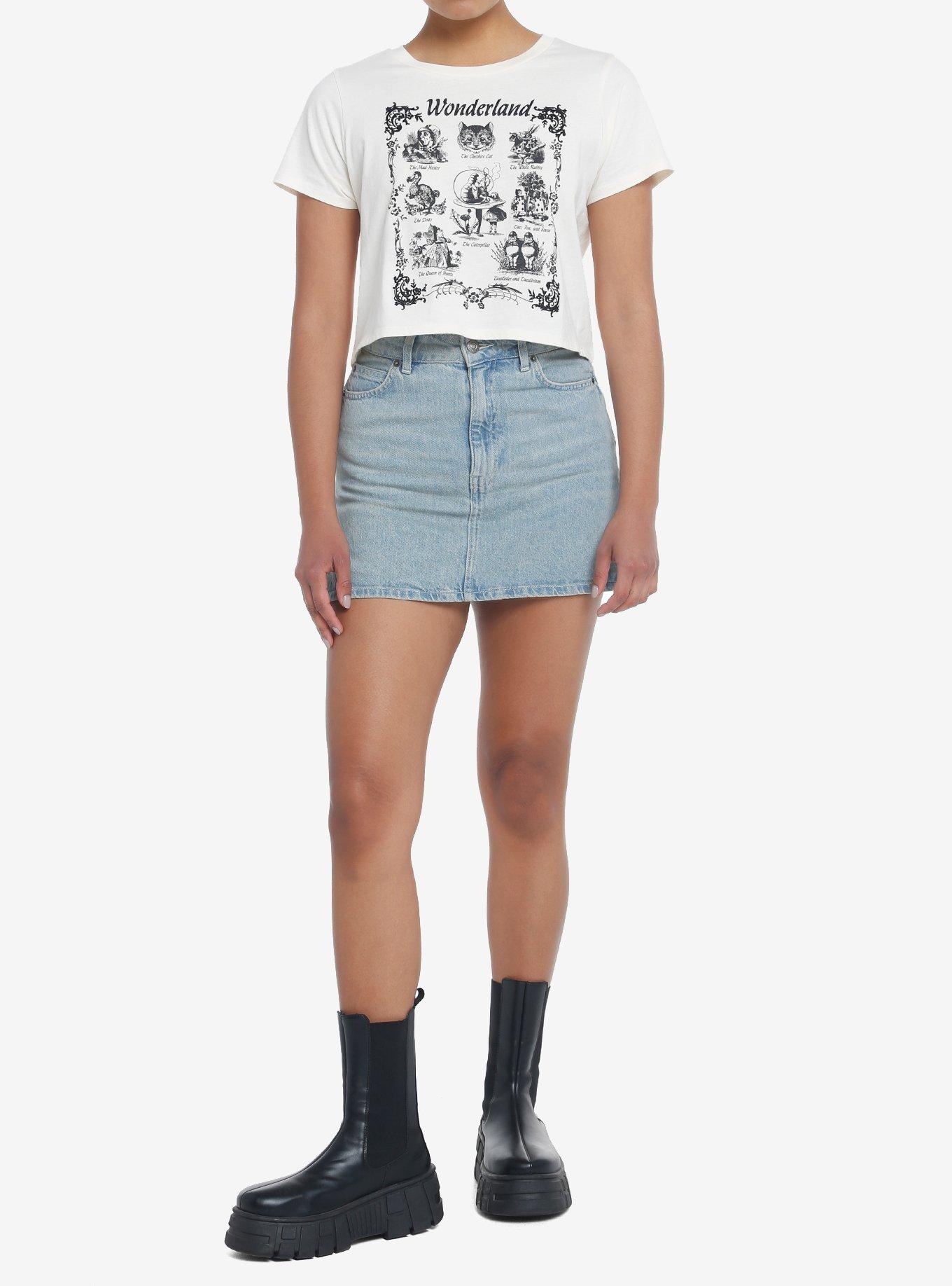 Thorn & Fable Wonderland Characters Girls Crop T-Shirt, IVORY, alternate