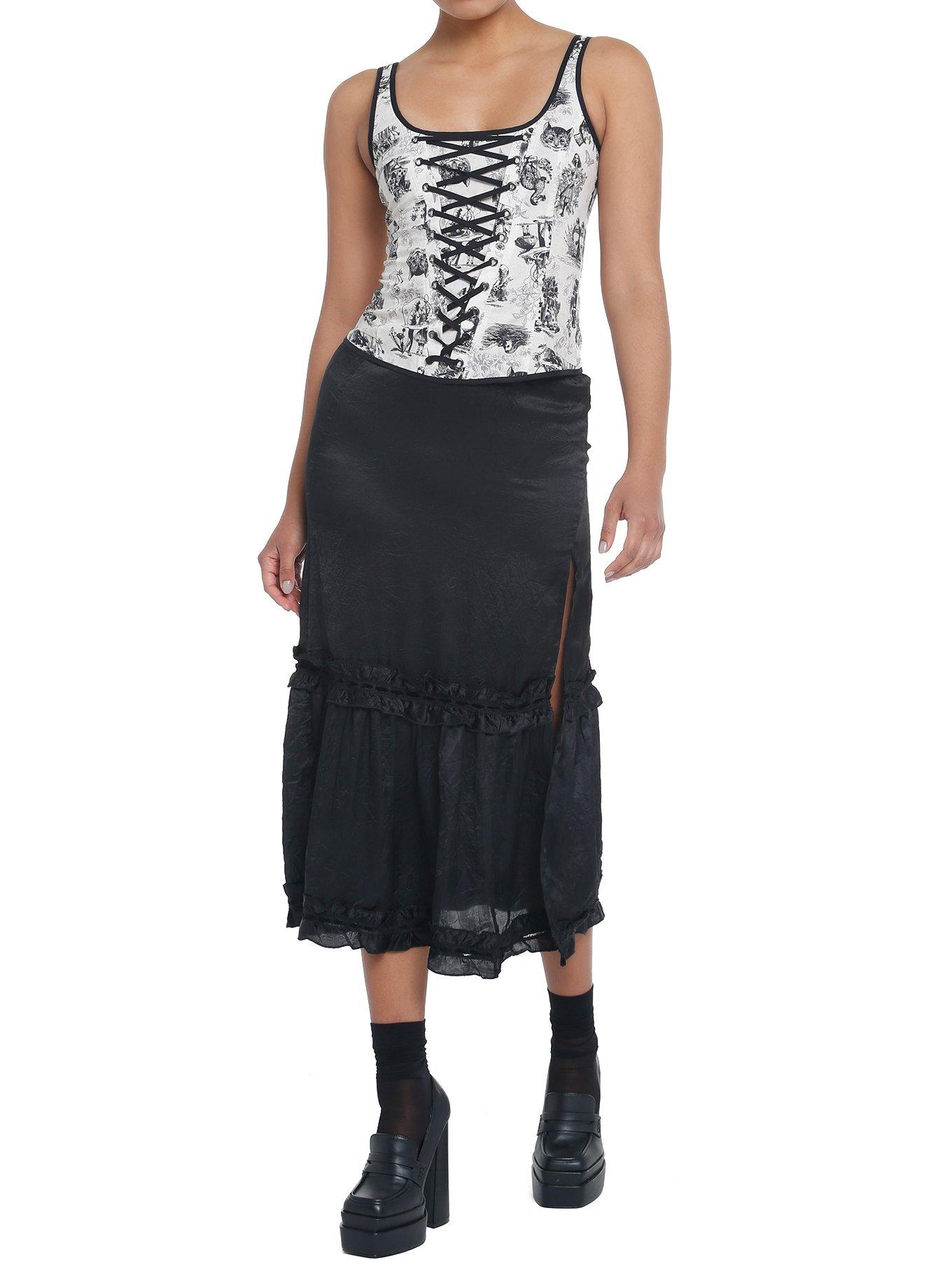 Thorn & Fable Through The Looking Glass Sketch Girls Corset Top, MULTI, alternate