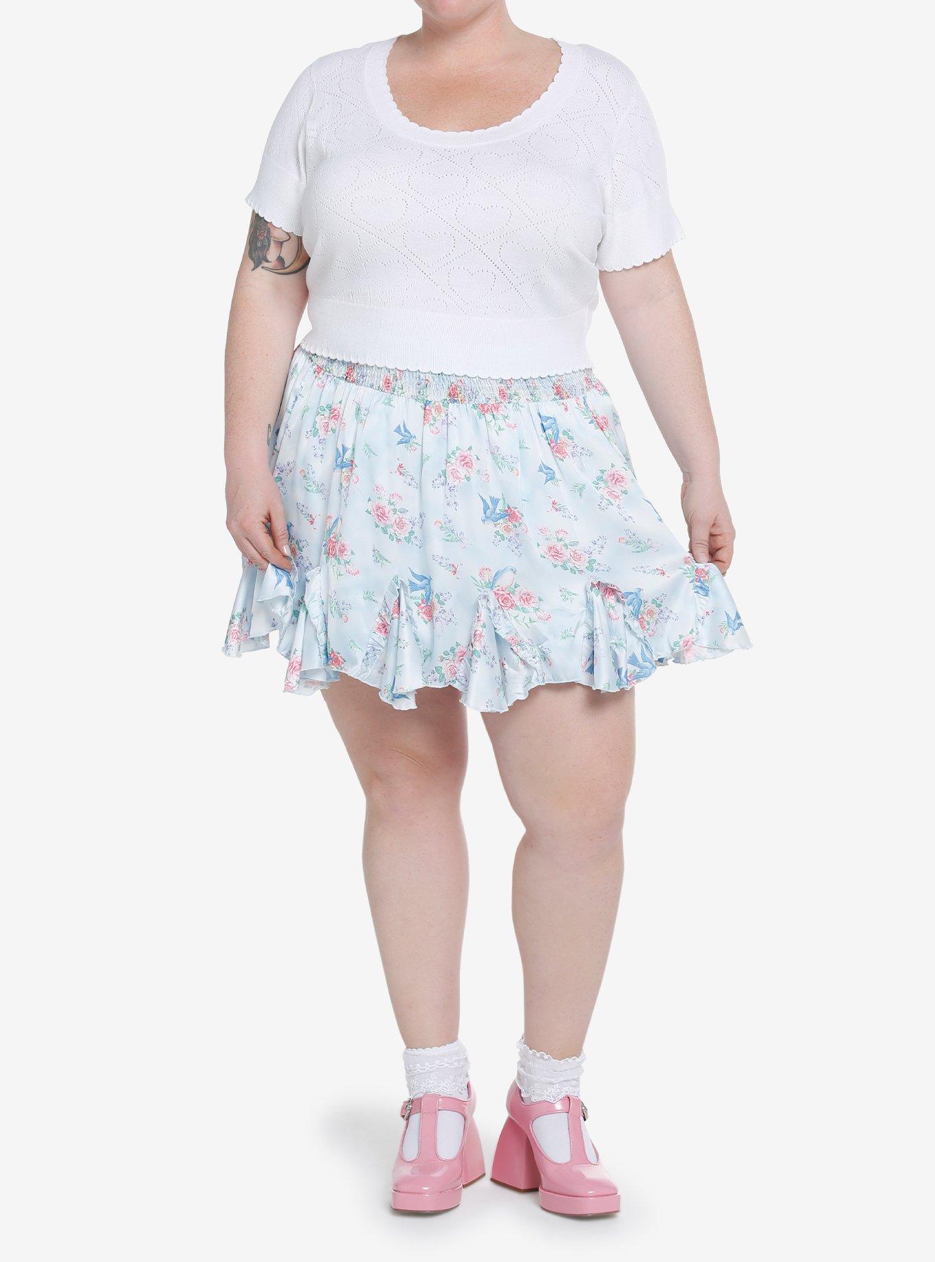 Sweet Society White Hearts Girls Crop Sweater Top Plus Size, , hi-res