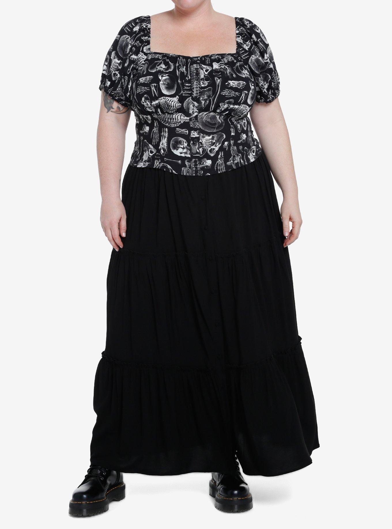 Black & White Animal Skeletons Girls Crop Top Plus Size, , hi-res
