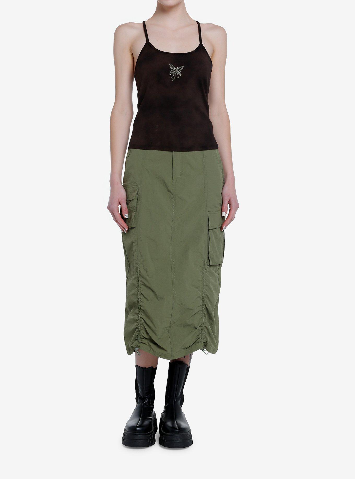 Thorn & Fable Skeleton Fairy Brown Tie-Dye Crop Girls Tank Top, TIE DYE, alternate