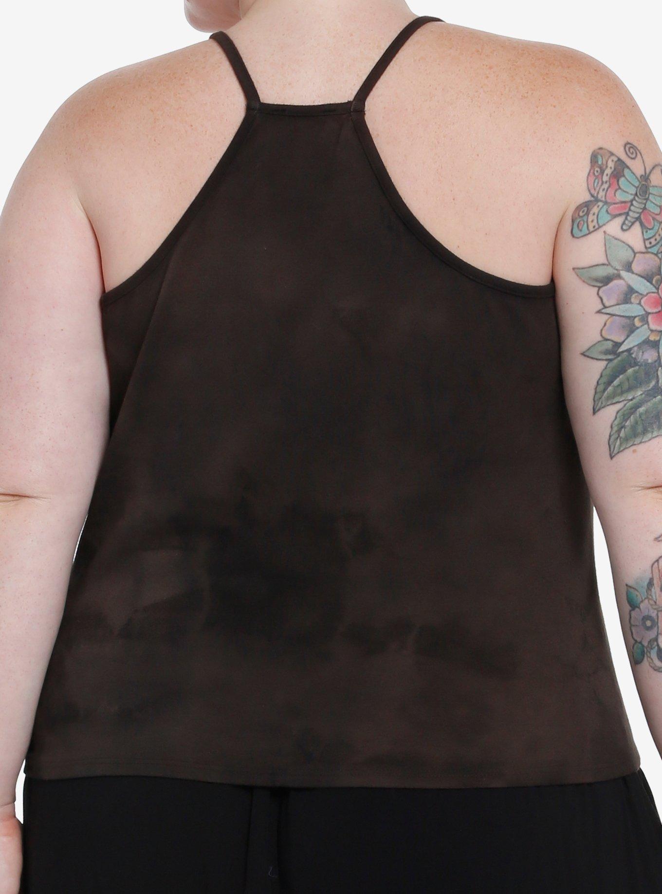 Thorn & Fable Skeleton Fairy Brown Tie-Dye Crop Girls Tank Top Plus Size, TIE DYE, alternate