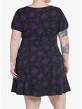 Cosmic Aura Black & Purple Rose Lace-Up Babydoll Dress Plus Size, BLACK, alternate