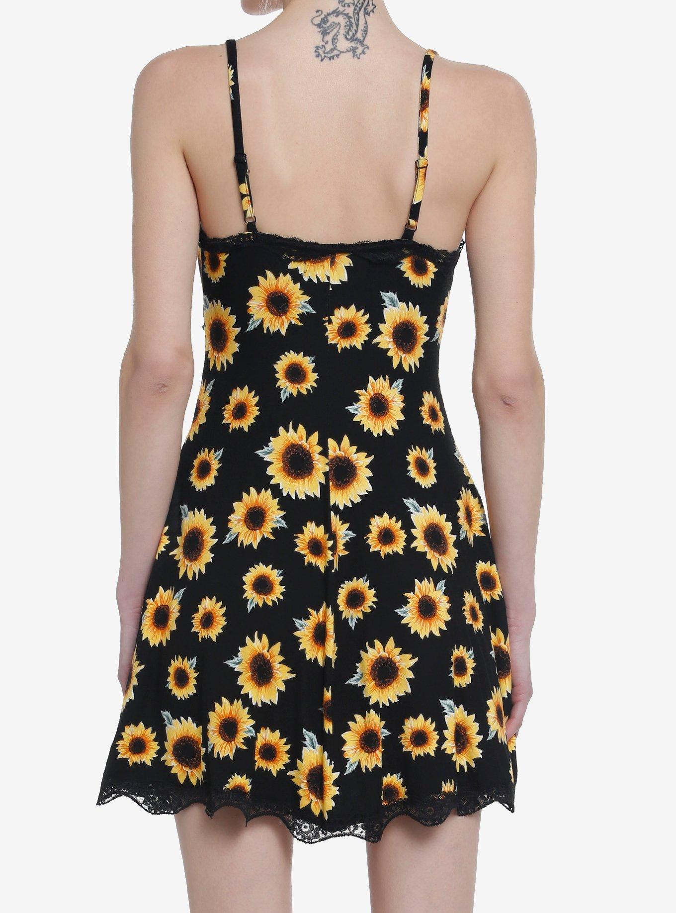 Sunflowers & Lace Slip Dress, SUNFLOWER, alternate