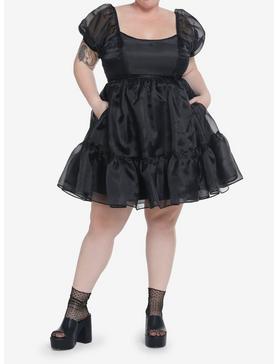 Thorn & Fable Black Organza Tiered Dress Plus Size, , hi-res