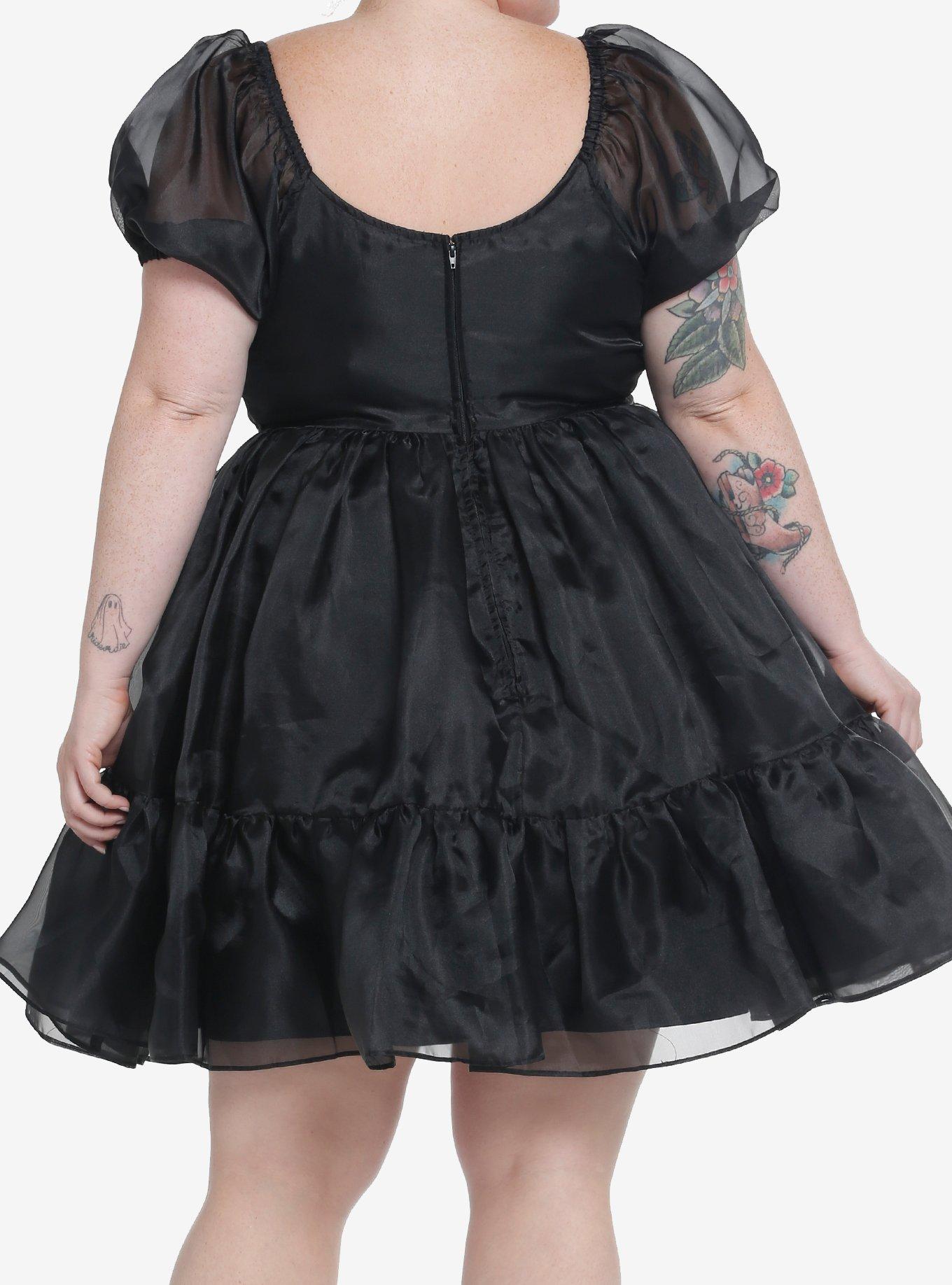 Thorn & Fable Black Organza Tiered Dress Plus Size, BLACK, alternate