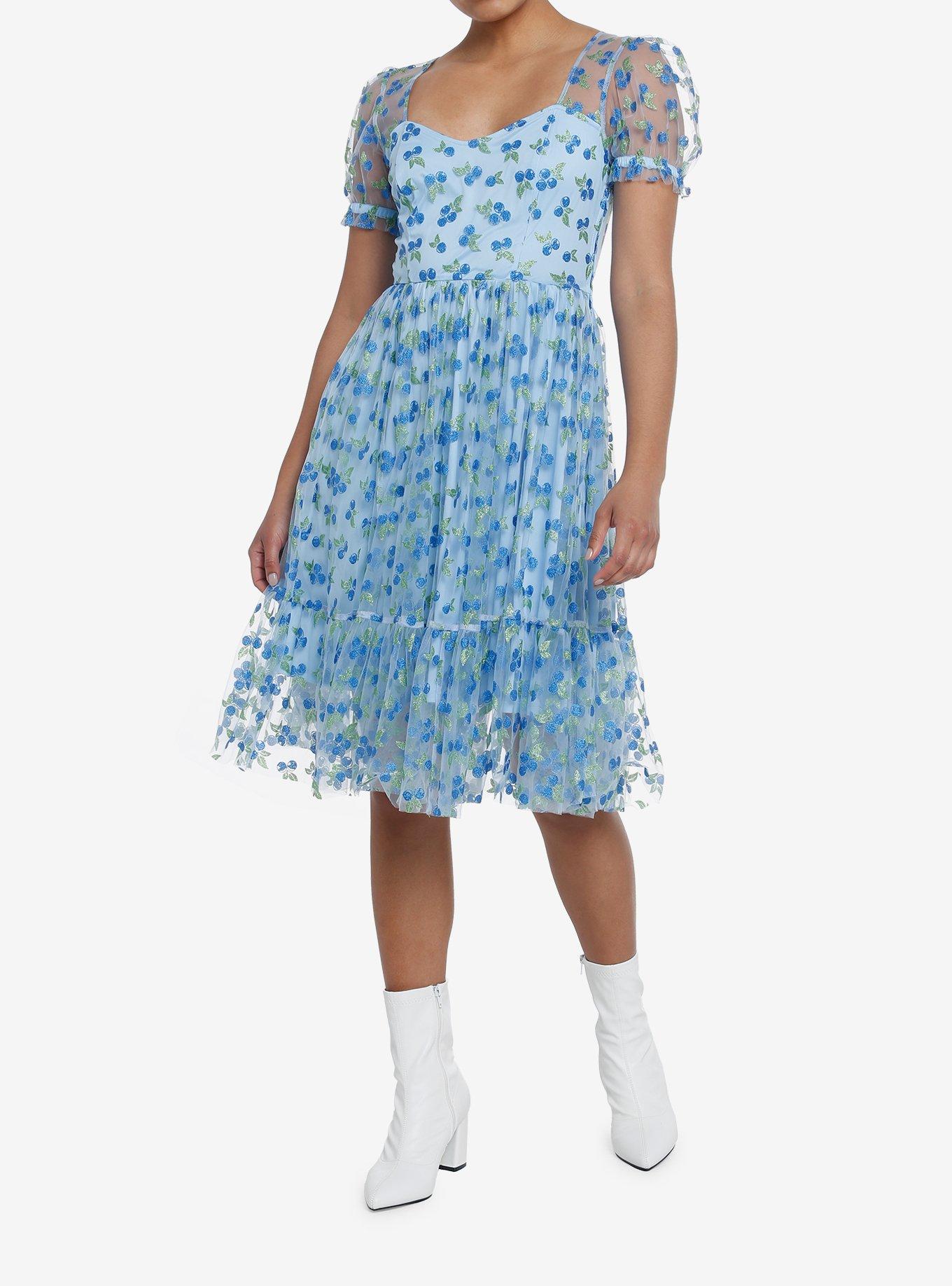 Sweet Society Blueberry Glitter Mesh Dress, , hi-res