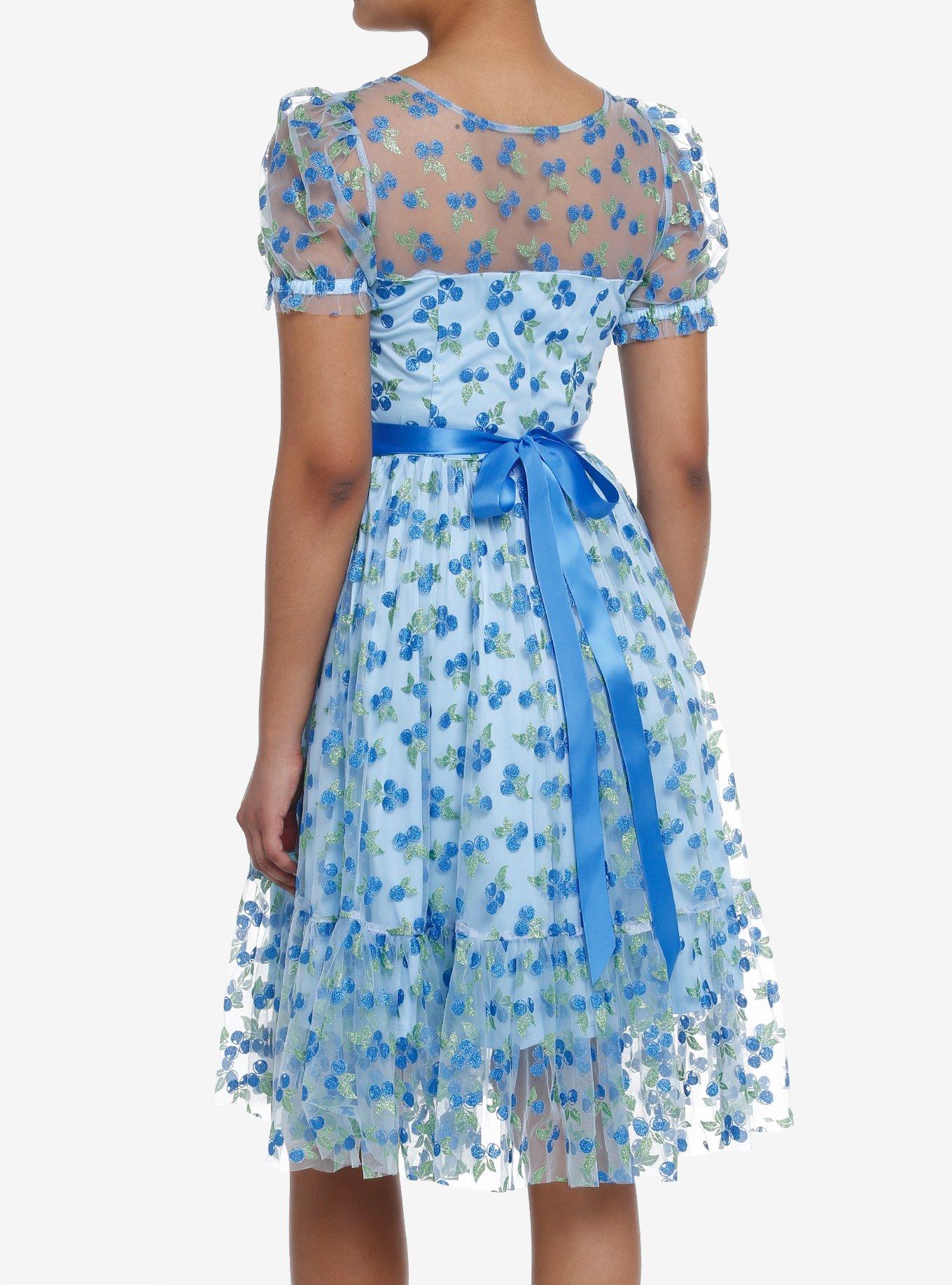 Sweet Society Blueberry Glitter Mesh Dress, BLUE, alternate