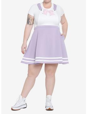 Plus Size Pastel Purple & Pink Bow Skirtall Plus Size, , hi-res
