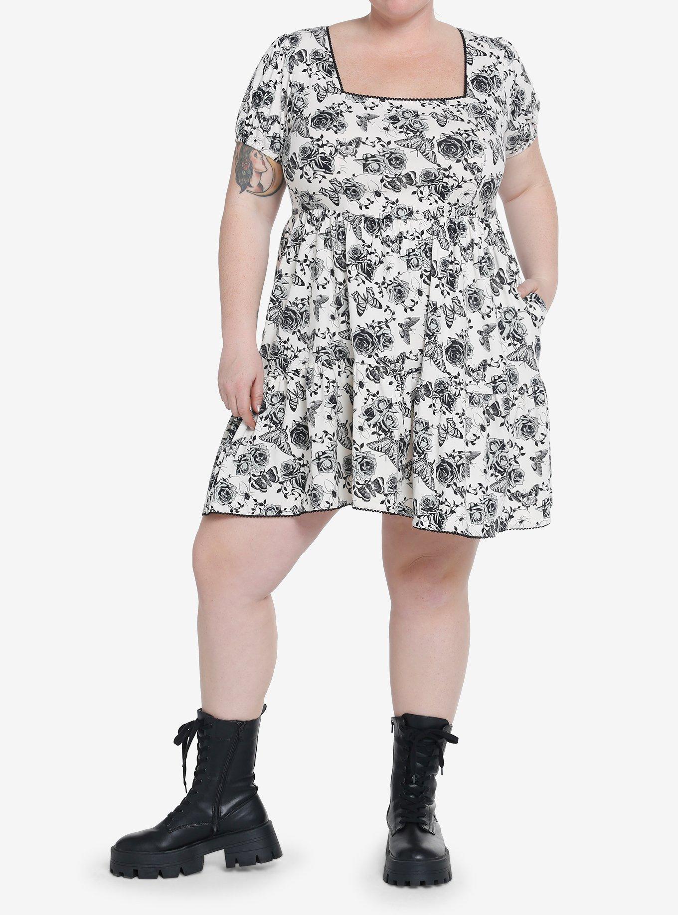 Gothic Garden Puff Sleeve Dress Plus Size, IVORY, alternate