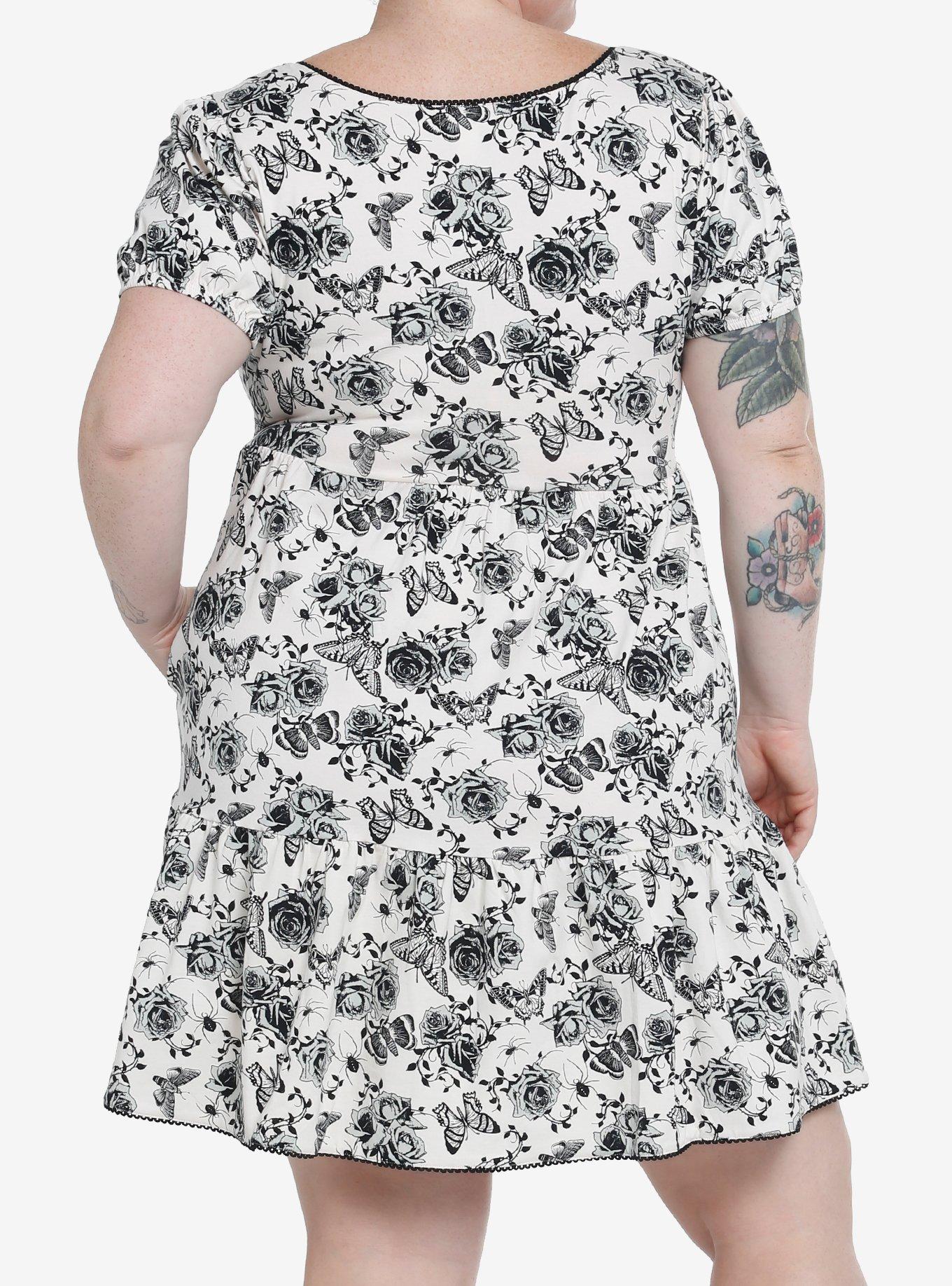 Gothic Garden Puff Sleeve Dress Plus Size, IVORY, alternate