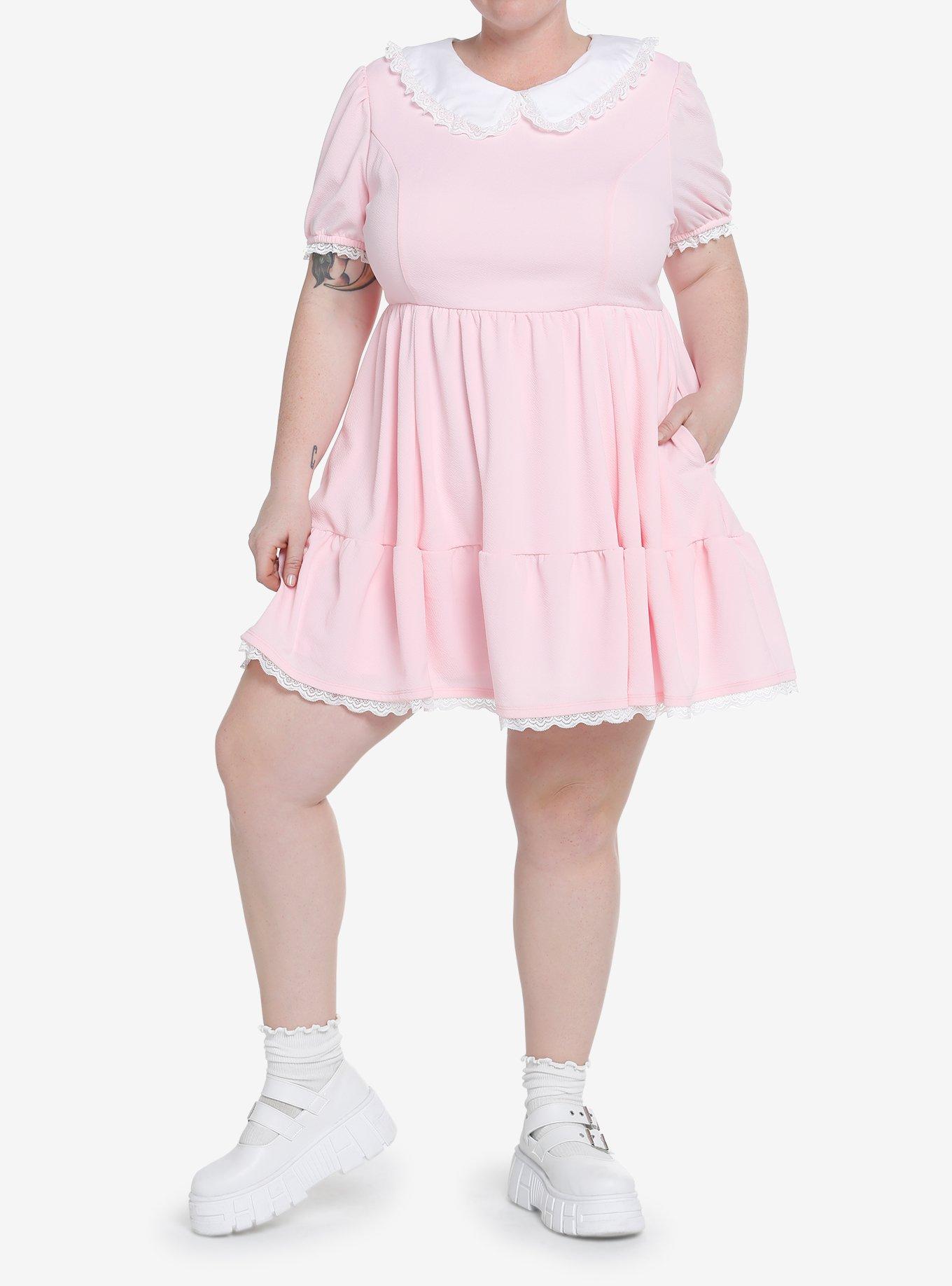 Sweet Society Pink Collared Dress Plus Size, PINK, alternate
