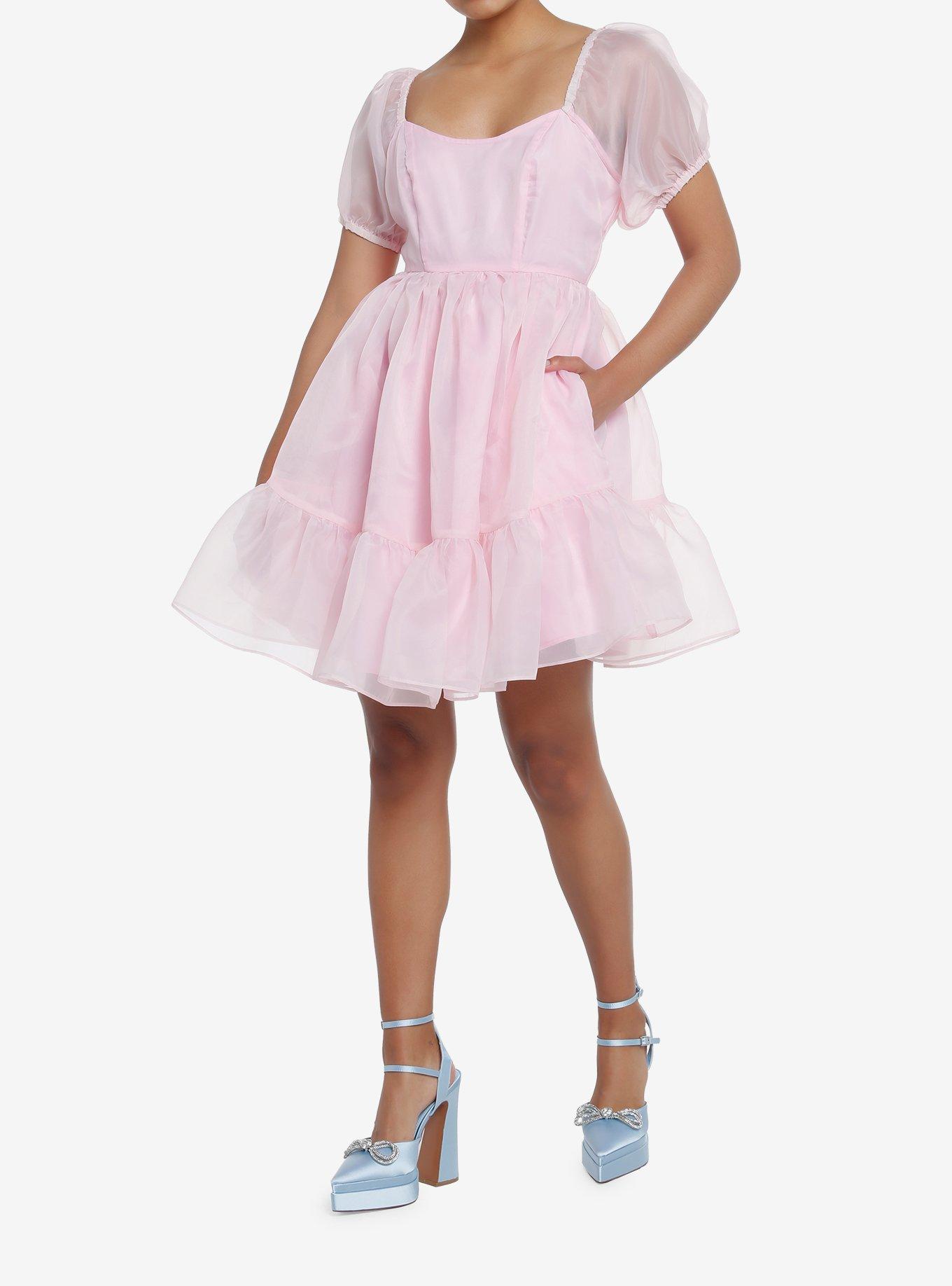 Sweet Society Pink Organza Tiered Dress, PINK, alternate