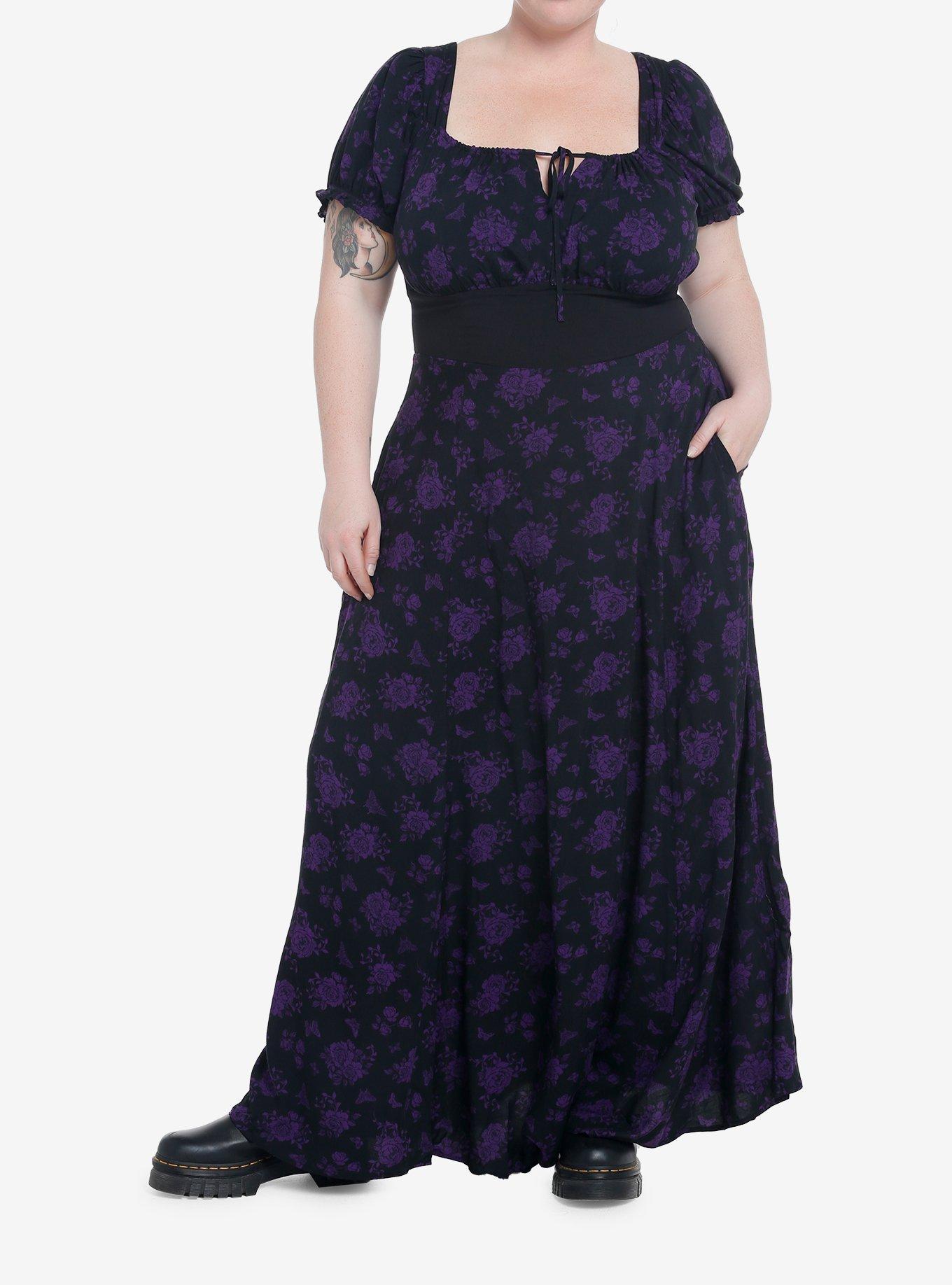 Cosmic Aura Purple Rose Maxi Dress Plus Size, , hi-res