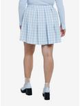 Sweet Society Baby Blue Plaid Pleated Skirt Plus Size, PLAID - BLUE, alternate