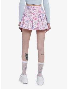 Pink Gamer Icons Pleated Scuba Skirt, , hi-res