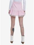 Pastel Pink Lace Trim Mini Skirt, PINK, alternate