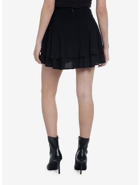 Cosmic Aura Black Grommet & Lace-Up Tiered Skirt, , hi-res