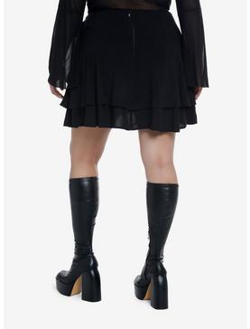 Plus Size Cosmic Aura Black Grommet & Lace-Up Tiered Skirt Plus Size, , hi-res