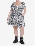 Midnight Hour Skeleton Allover Print Sweetheart Dress Plus Size, MULTI, alternate