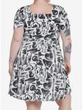 Midnight Hour Skeleton Allover Print Sweetheart Dress Plus Size, MULTI, alternate