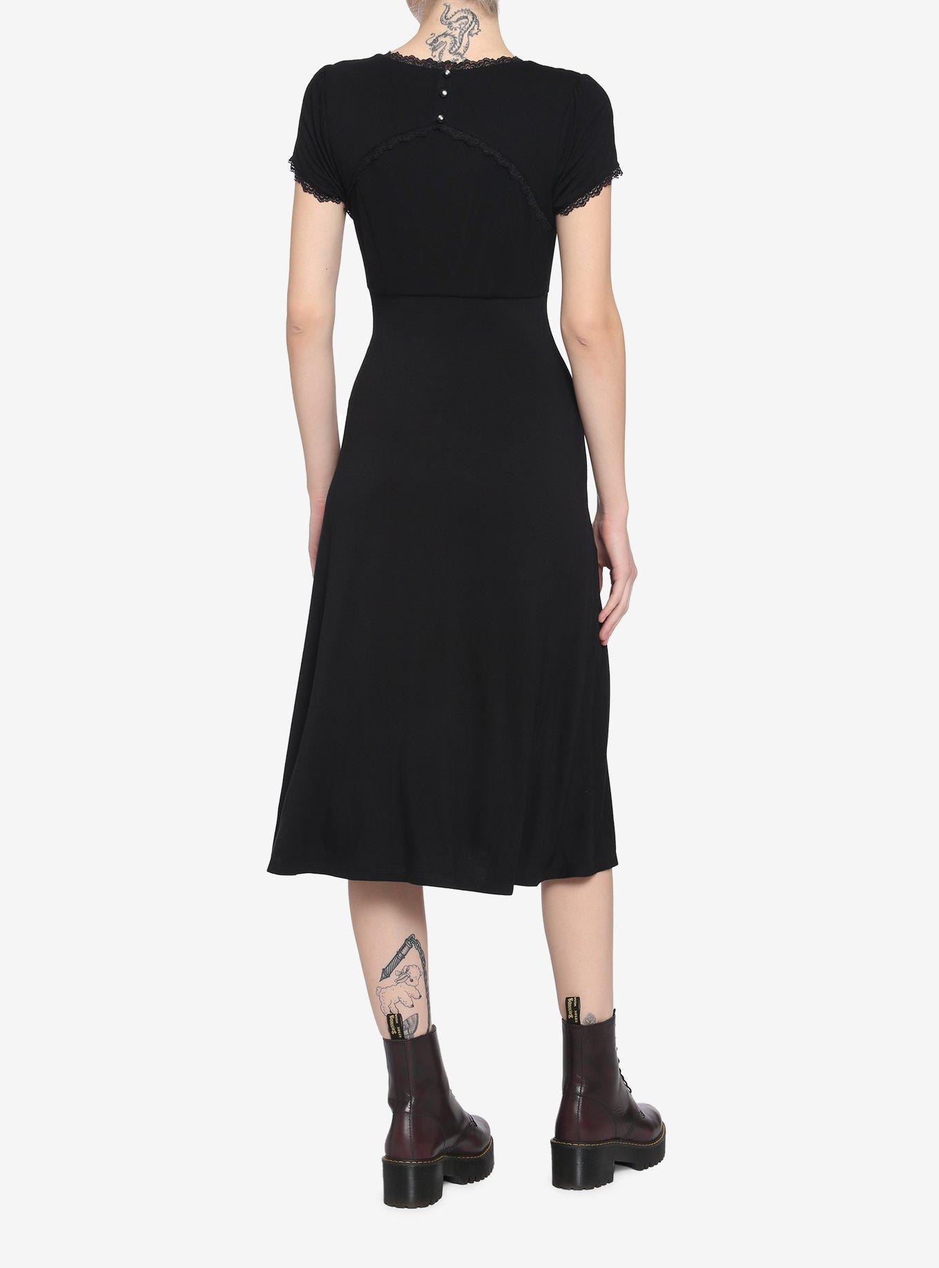 Black Henley Midi Dress, BLACK, alternate