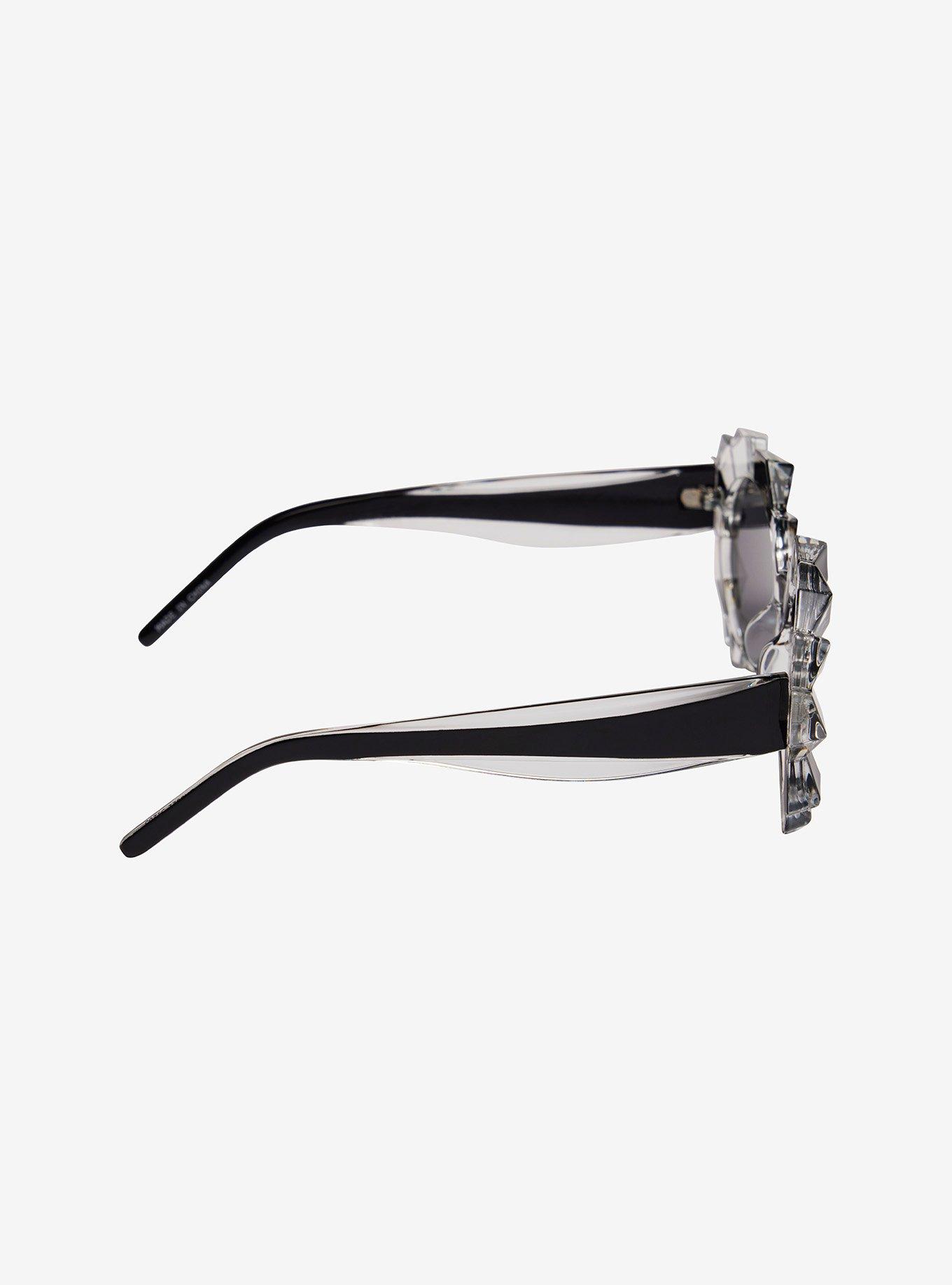 Black & Clear Crystal Effect Sunglasses, , alternate