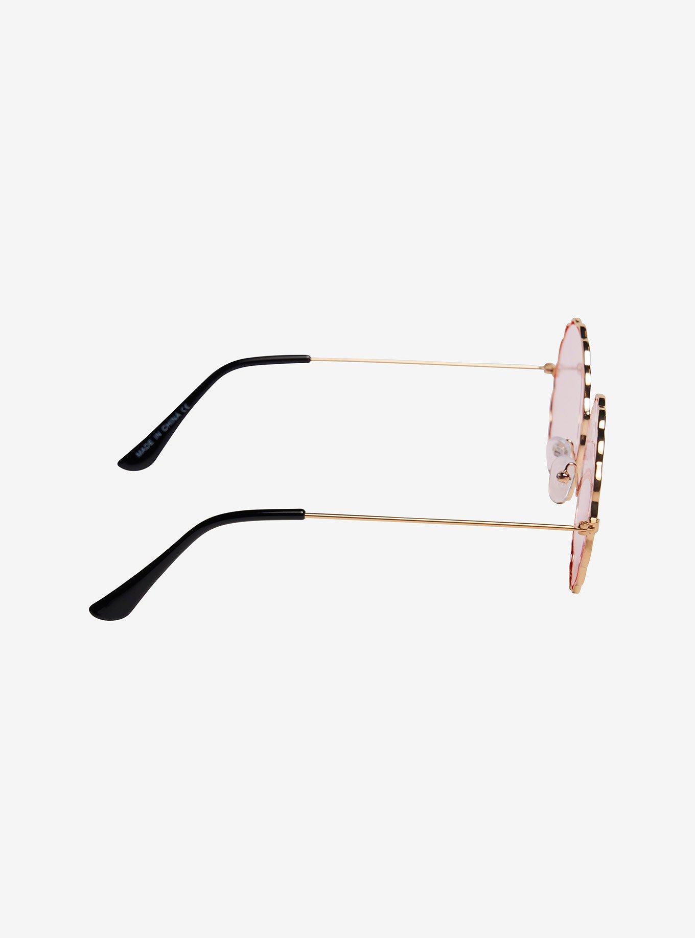 Pink Scallop Round Sunglasses, , alternate