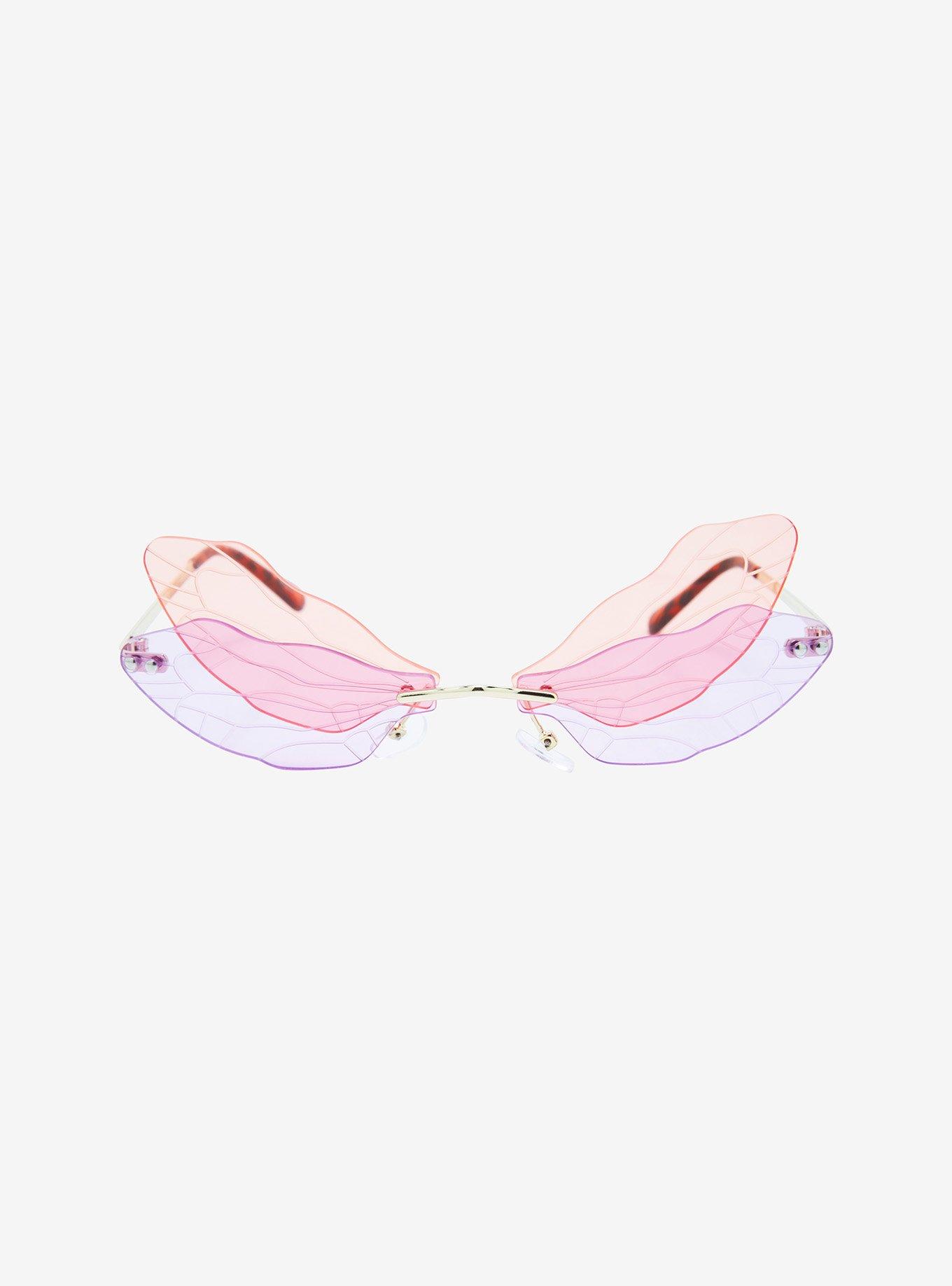 Pink & Purple Ombre Butterfly Wing Sunglasses, , alternate