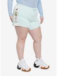Keroppi Contrast Stripe Girls Lounge Shorts Plus Size, SAGE, alternate
