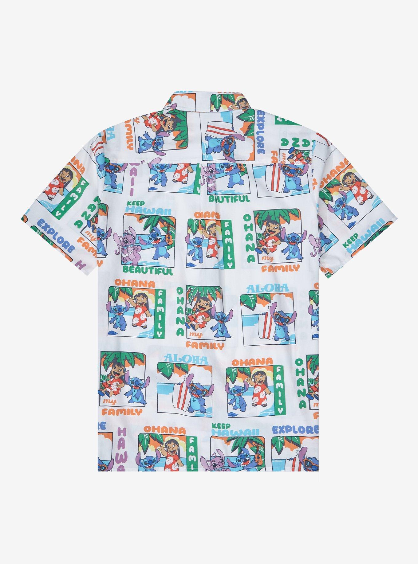 Disney Lilo & Stitch: The Series Character Allover Print Woven Button-Up - BoxLunch Exclusive, OFF WHITE, alternate