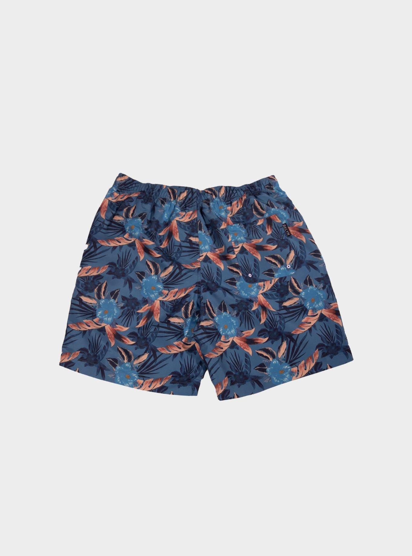 Blue Hibiscus Floral Swim Trunks, BLUE, alternate