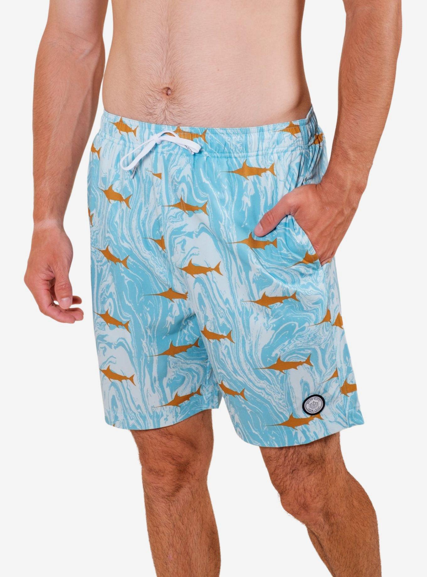 Blue Marble Swordfish Swim Trunks, BLUE, alternate