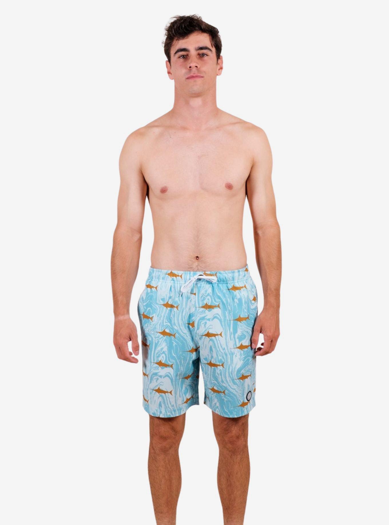 Blue Marble Swordfish Swim Trunks, BLUE, alternate