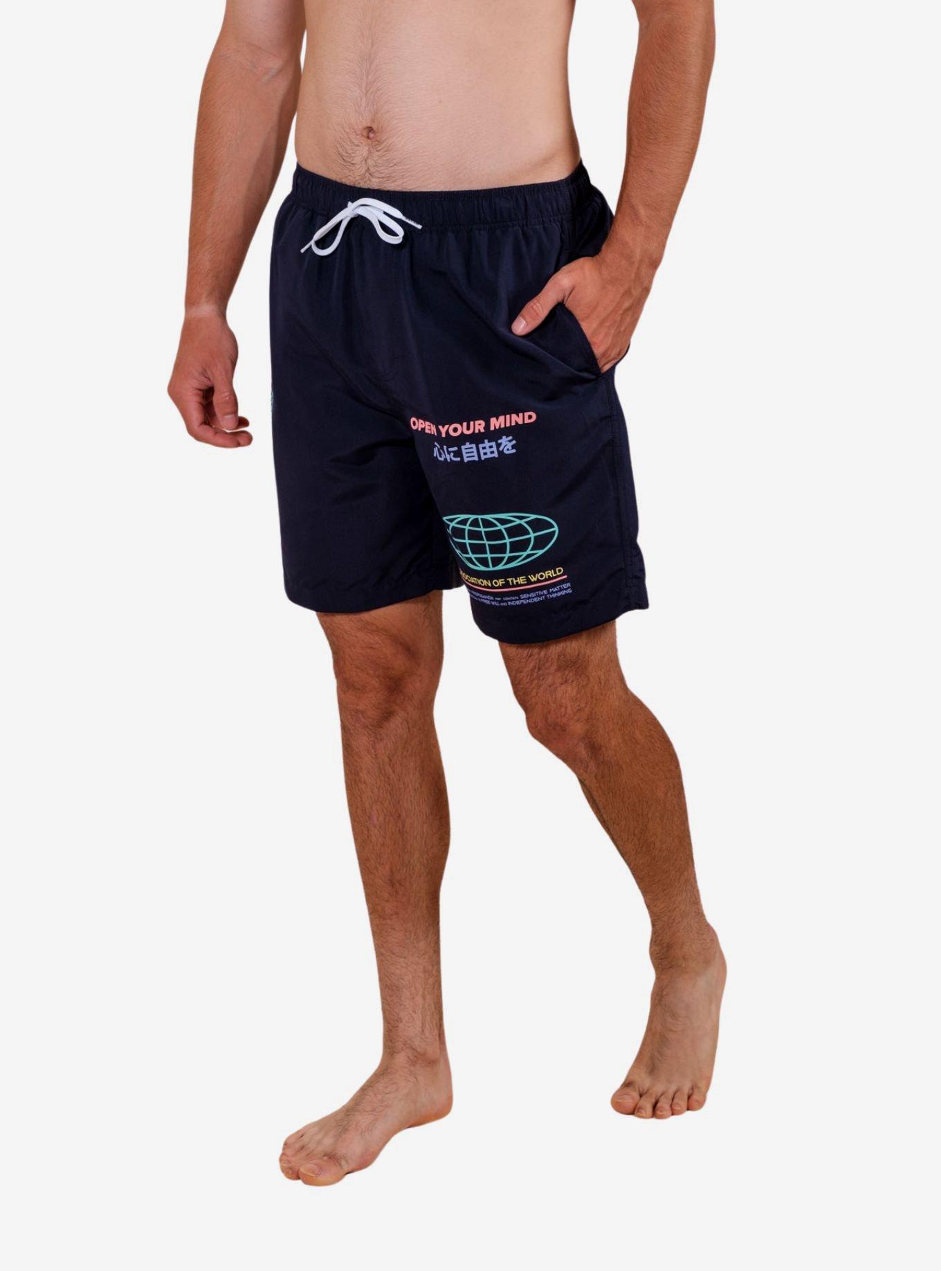 Blue Open Your Mind Swim Trunks, BLUE, alternate