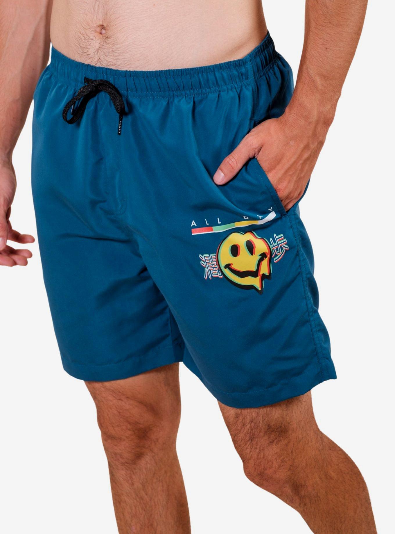 Dark Teal Drip Swim Trunks, DARK TEAL, alternate