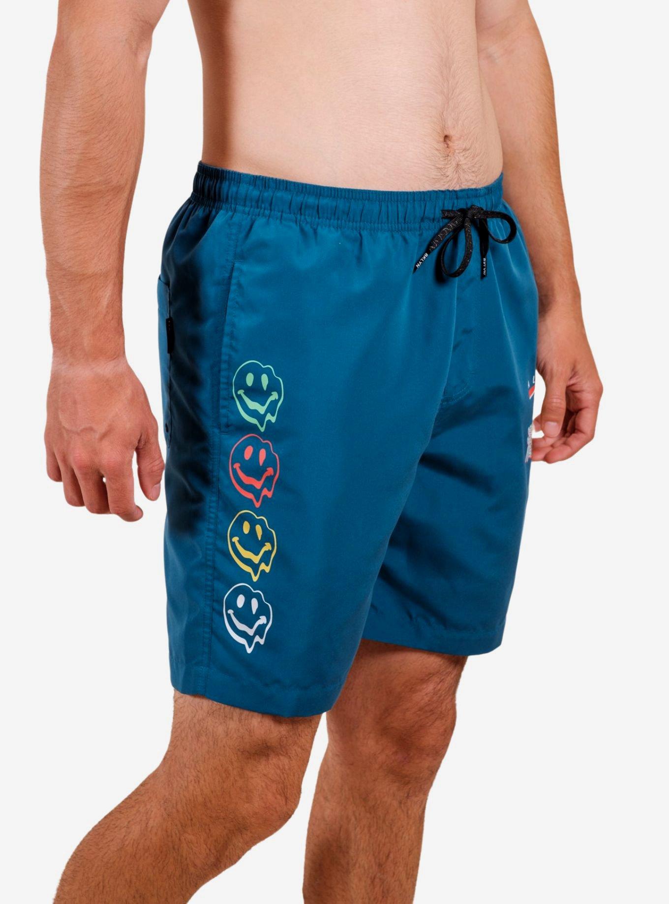 Dark Teal Drip Swim Trunks, DARK TEAL, alternate