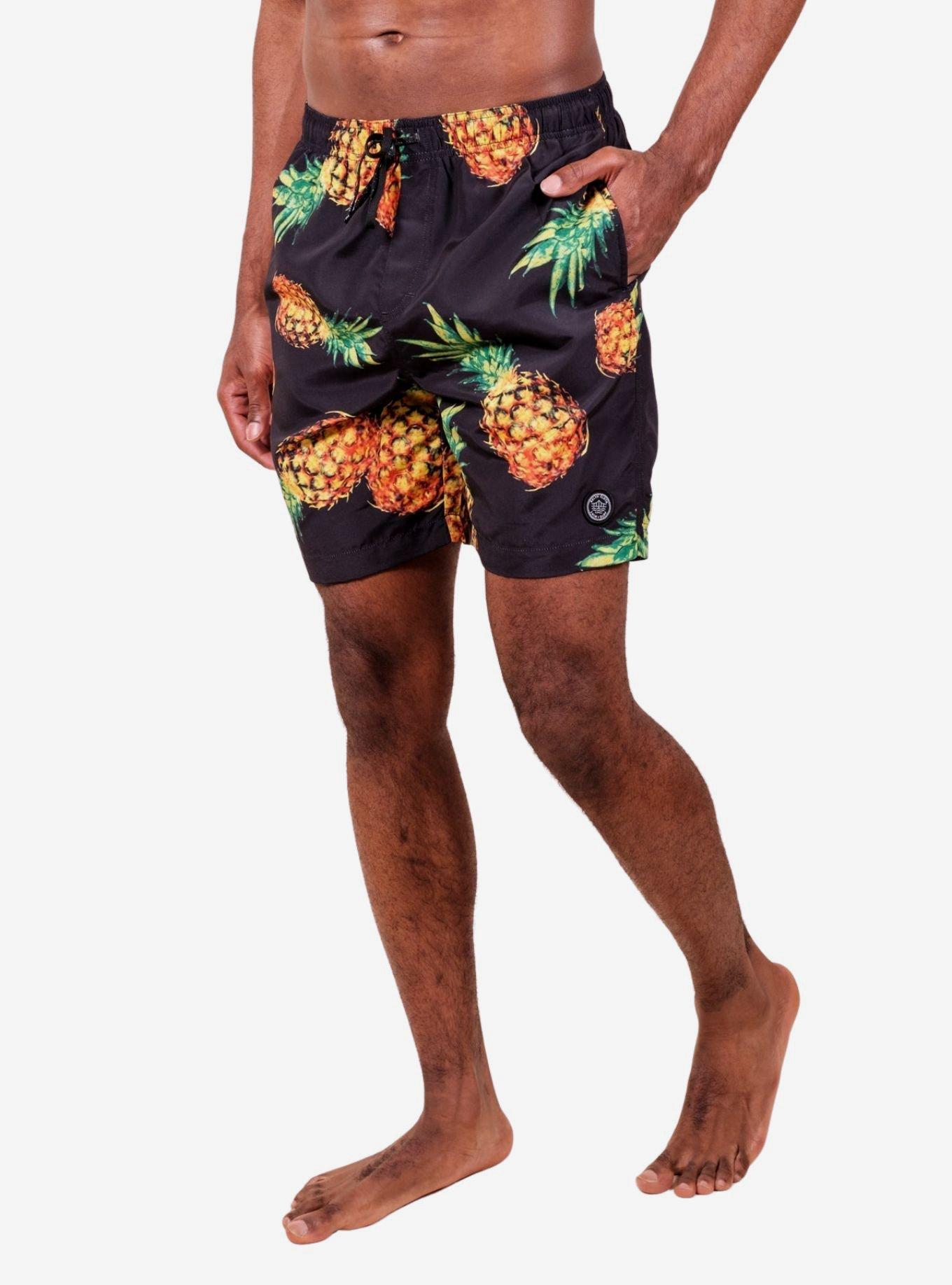 Exploded Pineapples Swim Trunks, BLACK, alternate