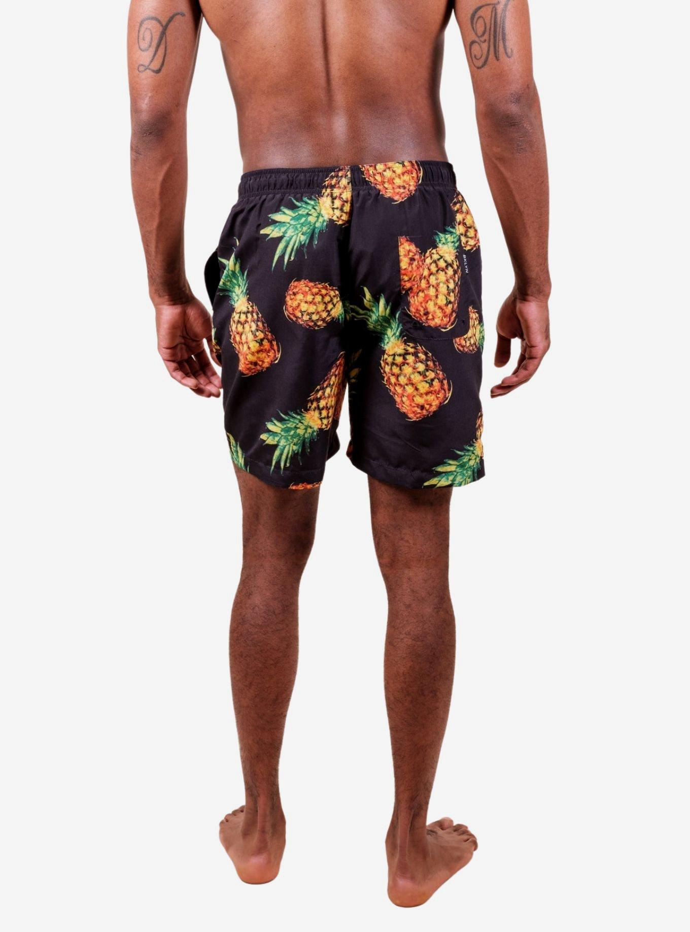 Exploded Pineapples Swim Trunks, BLACK, alternate