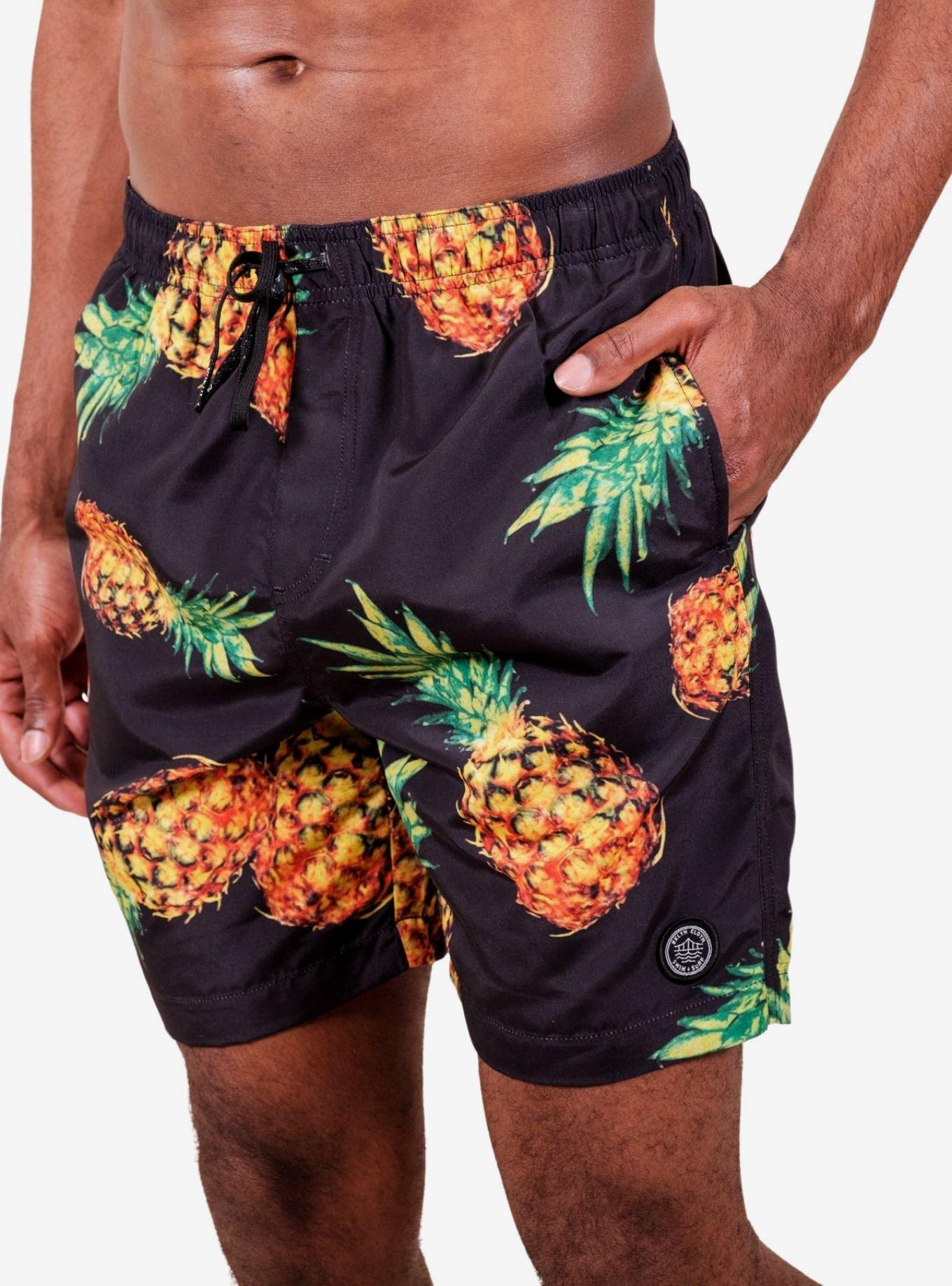 Exploded Pineapples Swim Trunks, BLACK, alternate