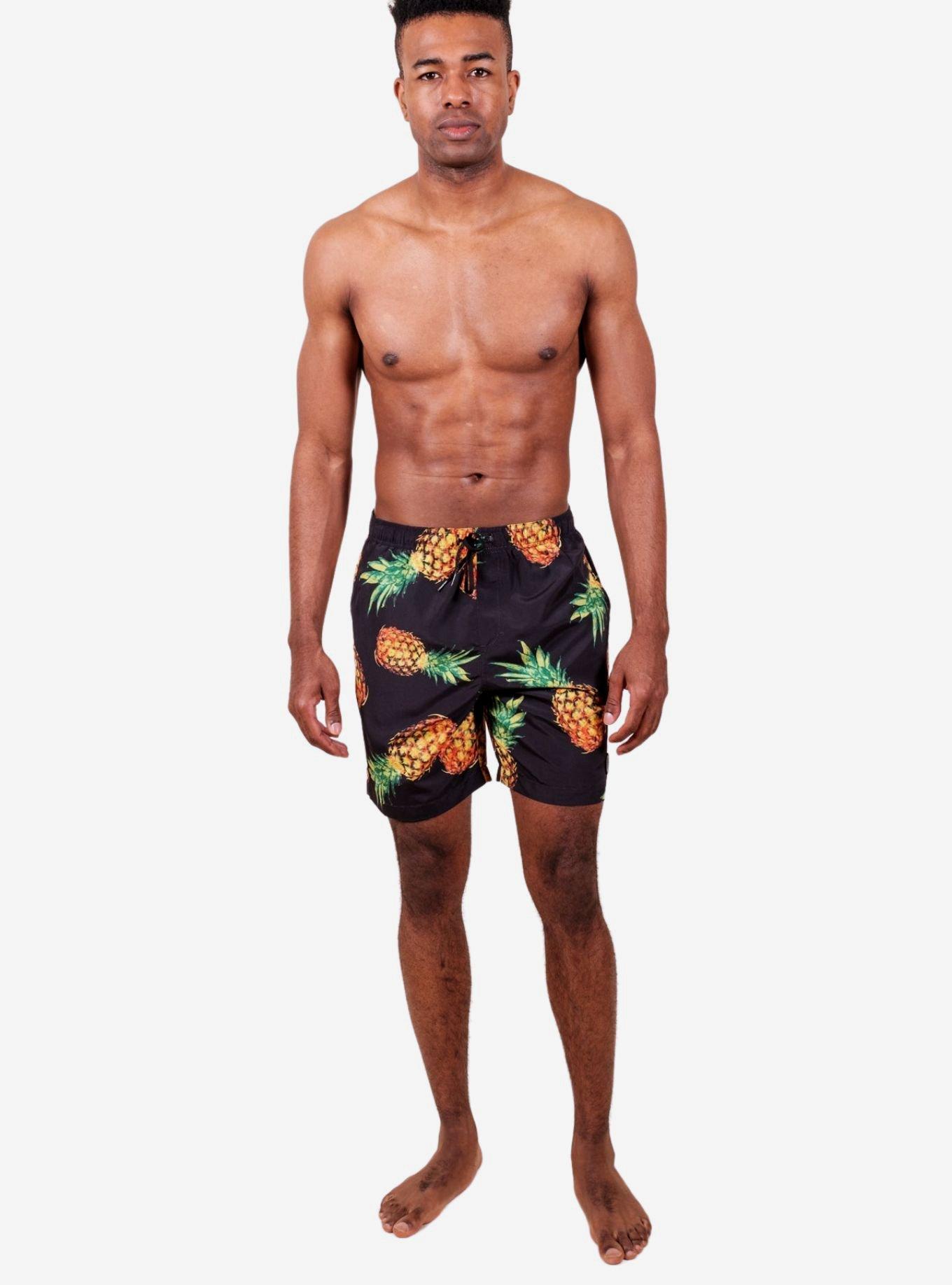 Exploded Pineapples Swim Trunks, BLACK, alternate