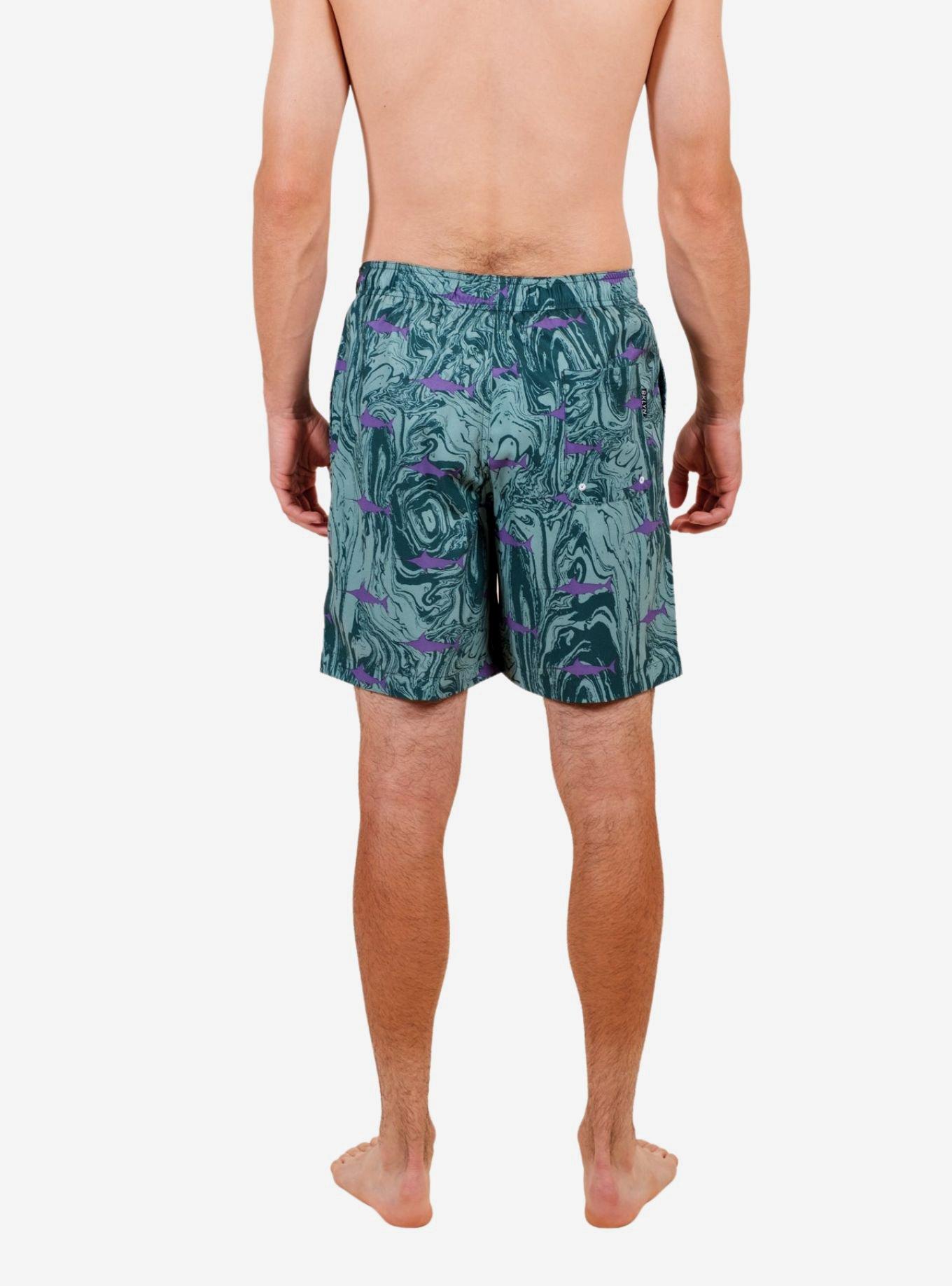 Green Marble Swordfish Swim Trunks, GREEN, alternate