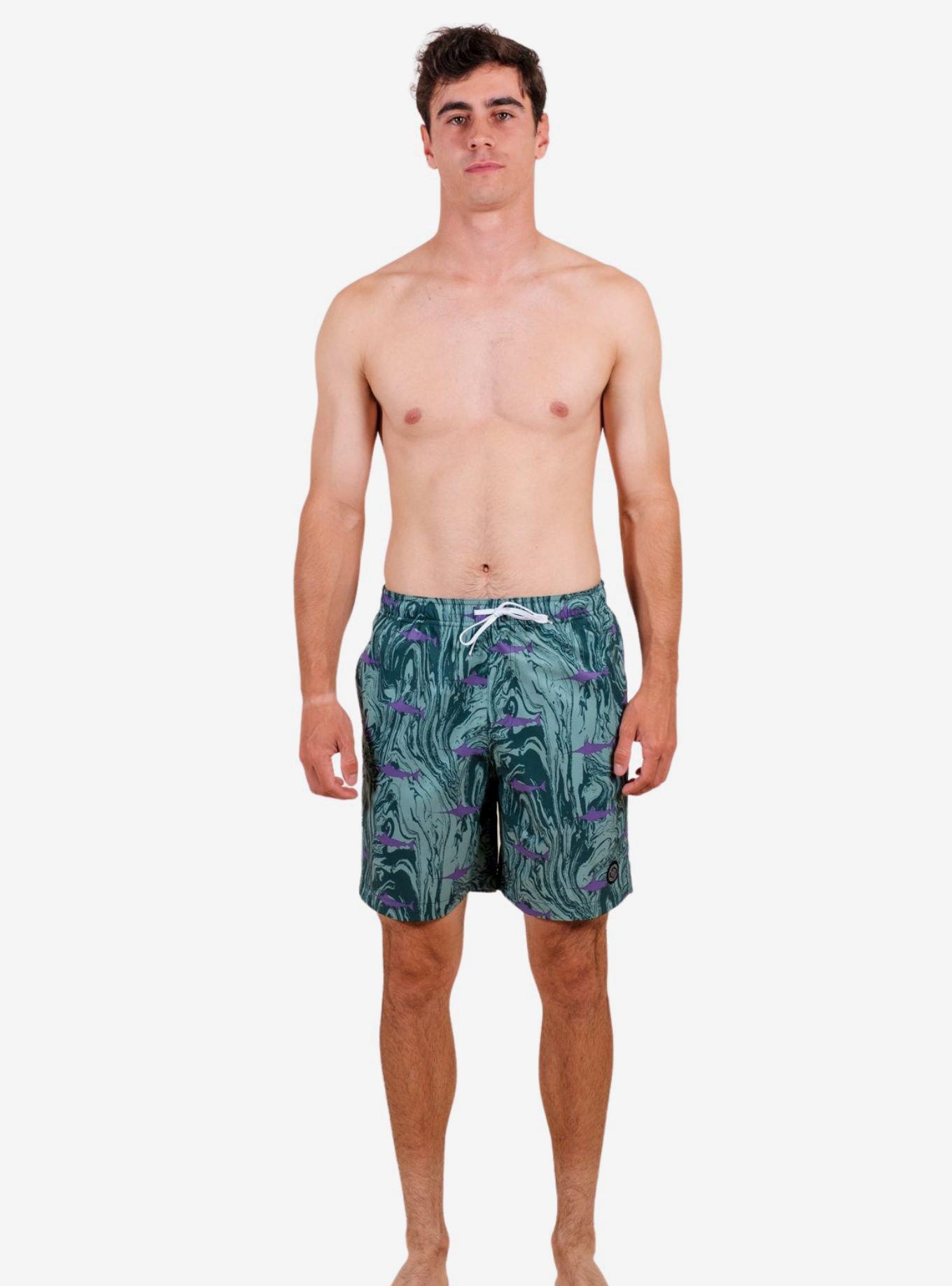 Green Marble Swordfish Swim Trunks, GREEN, alternate