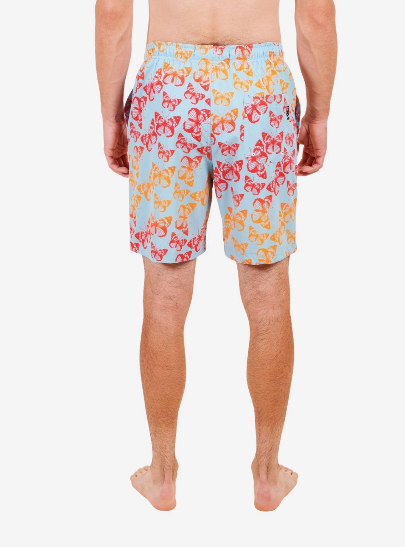 Light Blue Gradient Butterfly Swim Trunks, LIGHT BLUE, alternate