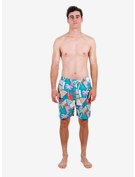 Multicolored Tropical Abstract Swim Trunks, , hi-res